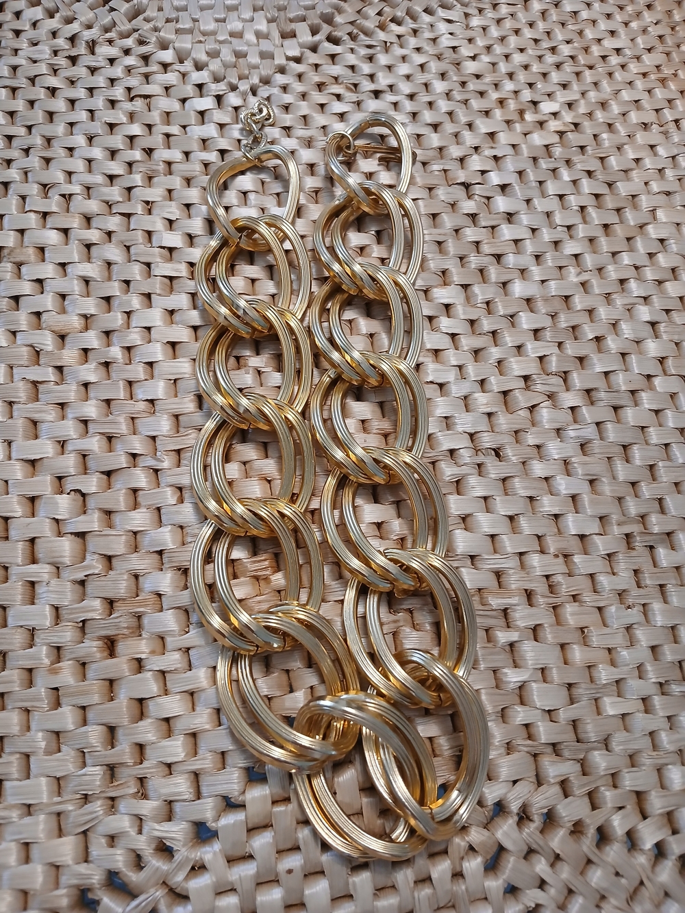 Gold Link Statement Bracelet - Women Jewelry 80s Vintage